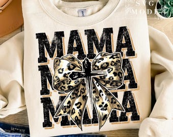 Leopard Print Mama Coquette PNG, Cheetah Bow Mom Life Sublimation, Trendy Mama T-Shirt Design, Wild Mama Animal Print Png, Praying Mama Png