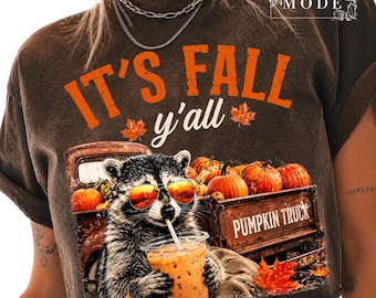 It's Fall Y'all Raccoon Png, Fall Feral Racoon Png, Fall Pumpkin Png, Fall Racoon Png, Autumn Girly Png, Thankful Vibes Png, Raccoon Autumn