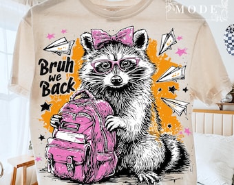 Bruh We Back PNG Retro tvättbjörn tillbaka till skolan png Rolig första dagen lärare skjorta design trendig tillbaka till skolan tvättbjörn png tillbaka till klassrummet png