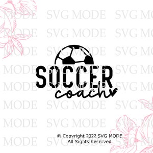 May include: Black and white graphic design with a football and the text "SOCCER coach" with a heart.
