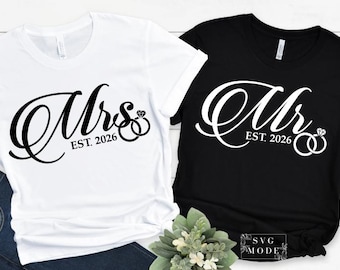 Mr and Mrs Est 2026 Wedding SVG: Bride and Groom Design (Digital Download)