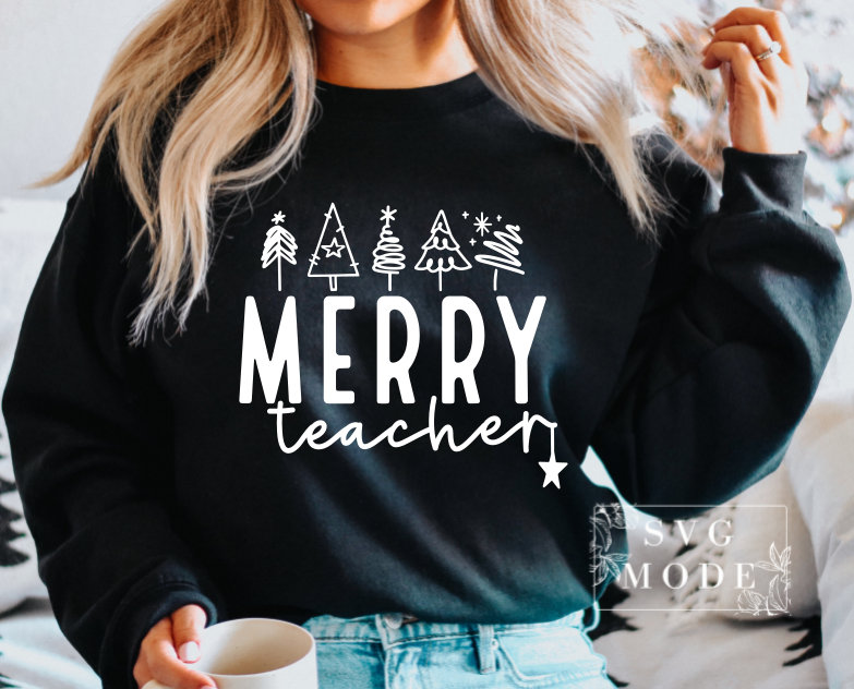 Merry Teacher SVG PNG PDF Christmas Svg Teacher Svg Teacher - Etsy