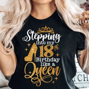 Stepping Into My 18th SVG PNG, Finally 18 Svg, 18th Birthday Svg, It&#39;s My Birthday Svg, 18th Birthday Party Svg, 18th Birthday Queen Svg