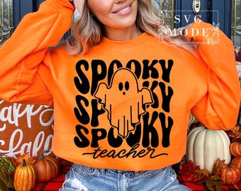 Spooky Teacher SVG PNG, Trick or Teach Svg, Funny Halloween Svg, Halloween Teacher Svg, Halloween Shirt Svg, Spooky Vibes Svg, Spooky Svg