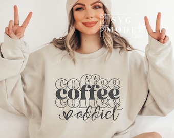 Coffee Addict SVG PNG PDF, Coffee Svg, Iced Coffee Addict Svg, Coffee Lover Svg, koffie helpt Svg, trendy Svg, grappige koffie Svg, Mom Life