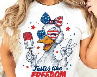 Tastes Like Freedom Png, America Goose Png, 4th Of July Goose Png, Silly Goose Png, Freedom USA Png, Patriotic Goose Png, American Flag Png