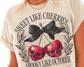 Spooky Skull Cherry Bow PNG: Halloween Coquette Design (Digital Download)
