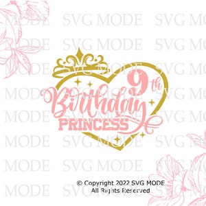 9th Birthday SVG PNG PDF , 9th Birthday Svg, Birthday Svg, 9th Birthday ...