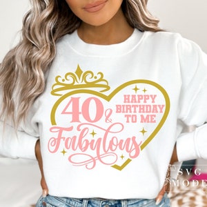 Forty And Fabulous SVG PNG, Hello Forty Svg, 40th Birthday Svg, Birthday Girl Svg, It&#39;s My Birthday, 40th Birthday Shirt Svg, Birthday Svg
