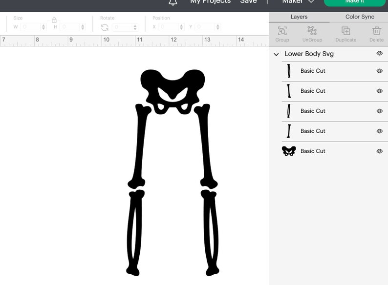 May include: Black and white silhouette of a lower human body, including the hips and legs, with a skeletal design.