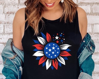 Patriotic Sunflower SVG PNG PDF, Usa Sunflower Svg, 4th of July Svg, God Bless America Svg, Patriotic Sunflower Shirt Svg, Made in Usa Svg
