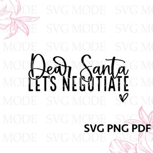 Pode incluir: Gr&aacute;fico de texto preto e branco que diz "Caro Papai Noel, vamos negociar" com um pequeno s&iacute;mbolo de cora&ccedil;&atilde;o abaixo do texto.