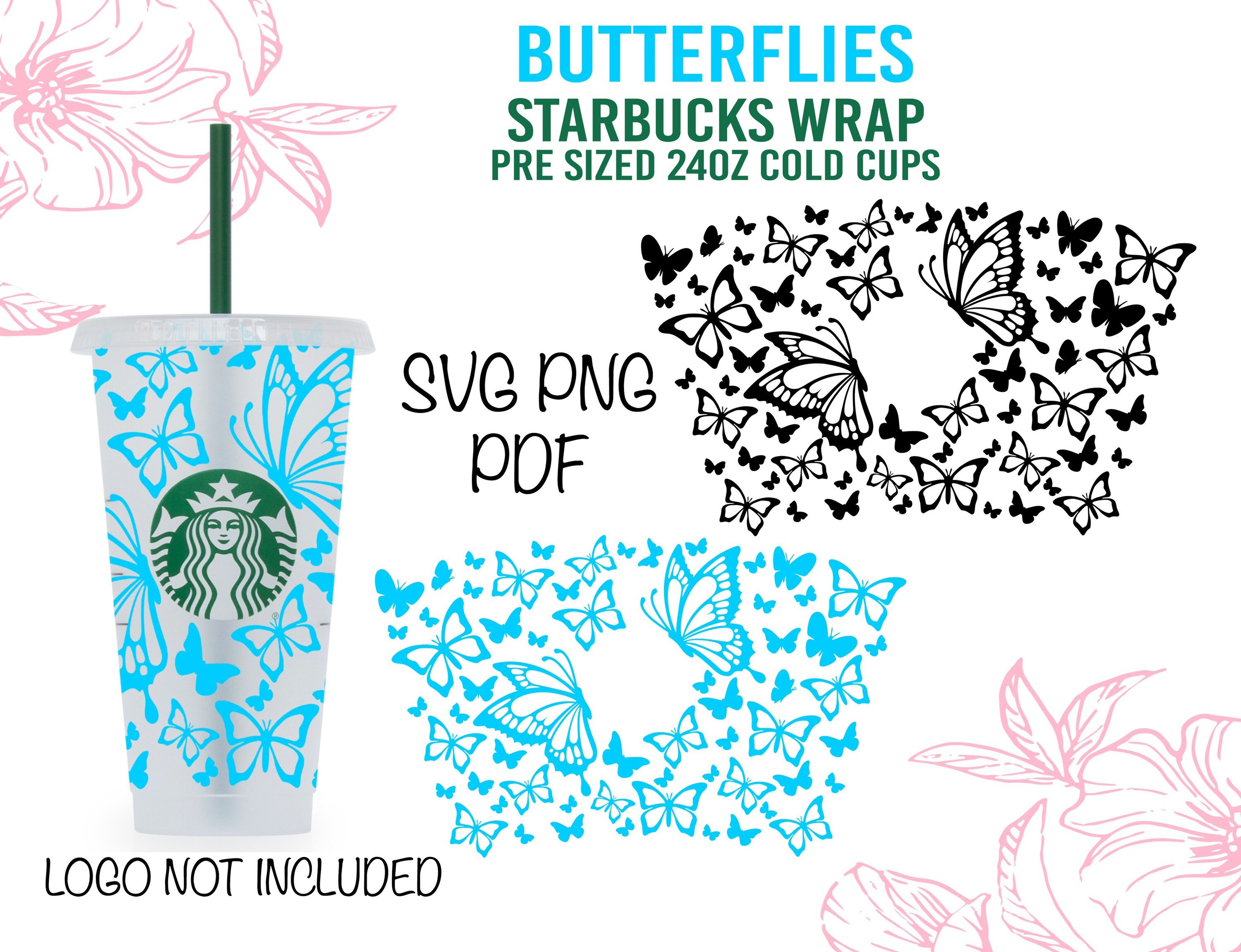 Butterfly Starbucks Cup SVG Full Wrap Starbucks Cold Cup SVG | Etsy