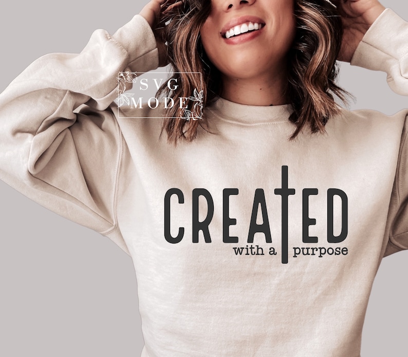 Created With a Purpose SVG PNG PDF, Christian Svg, Self Love Svg, Easter Svg, Worthy Svg, You Matter Svg, Religious Svg, Faith Svg,Jesus Svg image 2