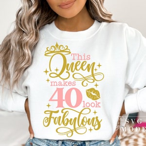 Forty And Fabulous SVG PNG, Hello Forty Svg, 40th Birthday Svg, Birthday Queen Svg, It&#39;s My Birthday, 40th Birthday Shirt Svg, Birthday Svg