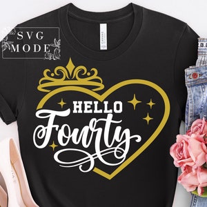 Forty And Fabulous SVG PNG, Hello Forty Svg, 40th Birthday Svg, Birthday Girl Svg, It&#39;s My Birthday, 40th Birthday Shirt Svg, Birthday Svg