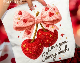 Love You Cherry Much PNG, Valentine's Day Cherries (Digital Download)