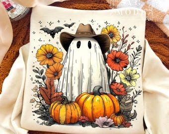 Halloween Fall Ghost PNG, Floral Pumpkin Ghost Png, Boo Haw Ghost Png, Halloween Png, Autumn Vibes Png, Spooky Season Png,Floral Pumpkin Png