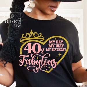 My Day My Way My Birthday SVG, Forty And Fabulous Svg, Hello Forty Svg, 40th Birthday Svg, Birthday Girl Svg, It&#39;s My Birthday, Birthday Svg