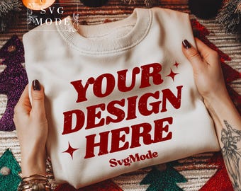 Mockup de moletom Gildan 18000 da Christmas Sand (PNG, JPEG)