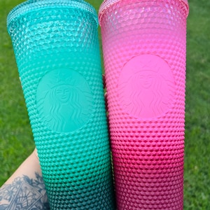 Starbucks Ombré Teal and Ombré Pink Venti and Tall Studded Tumbler