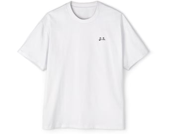 Oversized White Cotton T-Shirt with Embroidered Panda Detail
