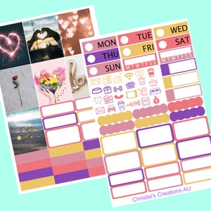 valentines day - Sticker Planner Kit, Mini Sticker Kit, Standard Vertical Kit, Planner Stickers, B6 Sticker Kit