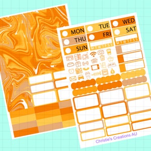 orange swirl - Sticker Planner Kit, Mini Sticker Kit, Standard Vertical Kit, Planner Stickers, B6 Sticker Kit