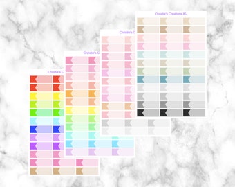 flagged quarter boxes -  Functional Stickers, Planner Stickers, Rainbow, Pastel, Colour Coding Stickers, Organisational