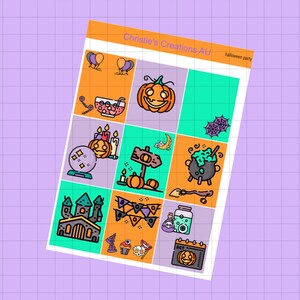 halloween party - Full Weekly Kit, Vertical Planner Sticker Kit, Functional Stickers, A La carte, Build a kit