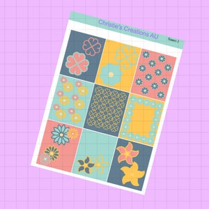 Blumen 3 - Full Weekly Kit, Vertikale Planer Aufkleber Kit, Funktionale Aufkleber, A La Carte, Bausatz