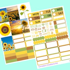 sunflower - Sticker Planner Kit, Mini Sticker Kit, Standard Vertical Kit, Planner Stickers, B6 Sticker Kit