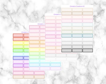 Quarter boxes with dashes -  Functional Stickers, Planner Stickers, Rainbow, Pastel, Colour Coding Stickers, Organisational