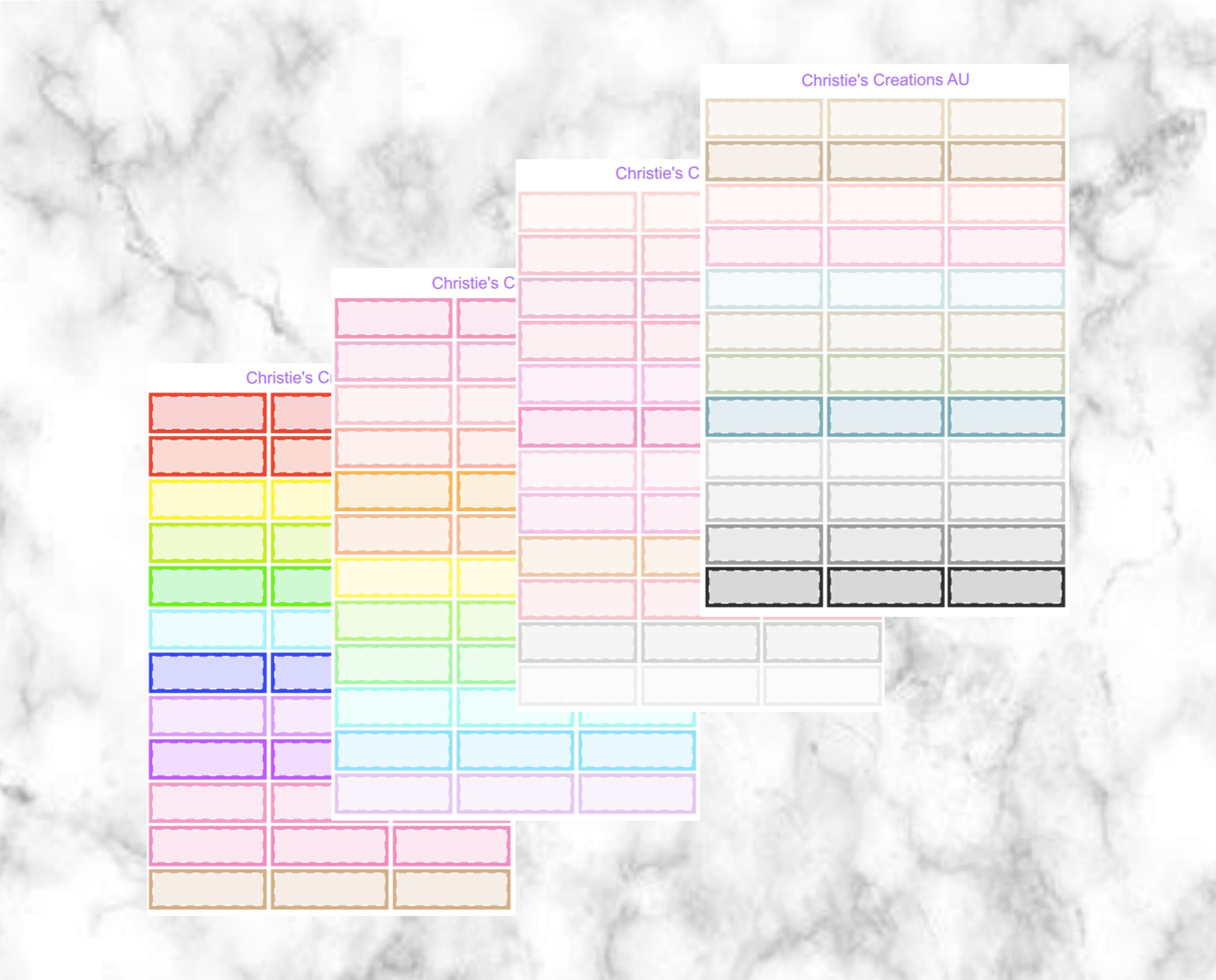 Quarter Boxes With Dashes - Functional Stickers, Planner Stickers ...