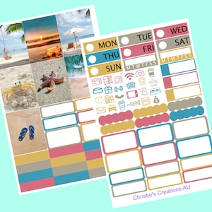 beach escape - Sticker Planner Kit, Mini Sticker Kit, Standard Vertical Kit, Planner Stickers, B6 Sticker Kit
