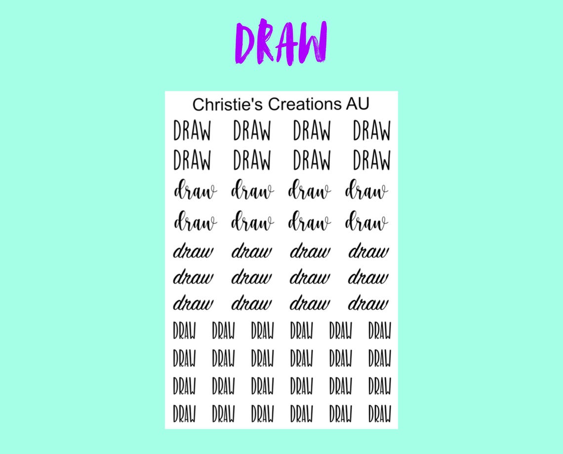 Draw - Mini Script, Word Sticker, Functional, Small Text ...
