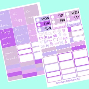purple self love - Sticker Planner Kit, Mini Sticker Kit, Standard Vertical Kit, Planner Stickers, B6 Sticker Kit