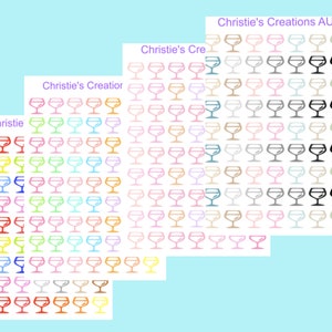 wine glass icons - Multi Colour, Functional, Mini Icons, Small Icons, Planner Sticker Icons, Planner Icons
