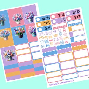 beautiful flowers - Sticker Planner Kit, Mini Sticker Kit, Standard Vertical Kit, Planner Stickers, B6 Sticker Kit