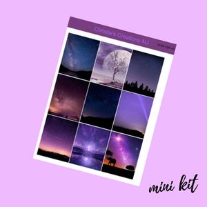 purple night sky- Mini Kit, Vertical Planner Sticker Kit, Functional Stickers, A La carte, Build a kit