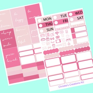 all things pink - Sticker Planner Kit, Mini Sticker Kit, Standard Vertical Kit, Planner Stickers, B6 Sticker Kit