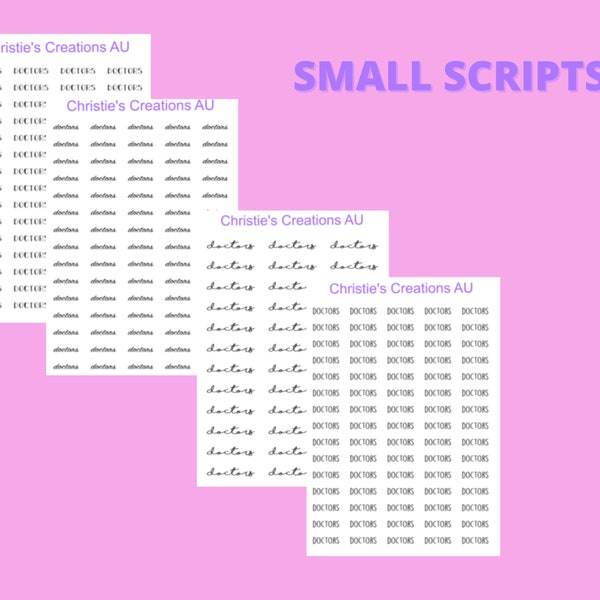 doctors script - Mini Script, Word Sticker, Functional, Small Text, Organisational Stickers, Script Stickers, Planner Stickers