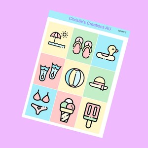 summer 2 - Full Weekly Kit, Vertical Planner Sticker Kit, Functional Stickers, A La carte, Build a kit