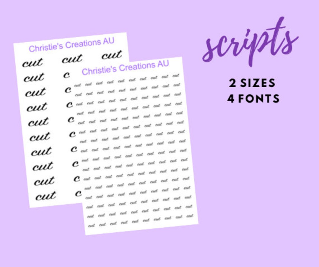 Cut Script - Mini Script, Word Sticker, Functional, Small Text ...