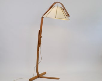 ON HOLD: A 1970s beech wood floor lamp by Jan Wickelgren