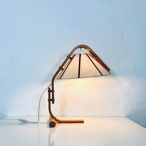 ON HOLD: A 1970s wood and canvas desk lamp by Jan Wickelgren