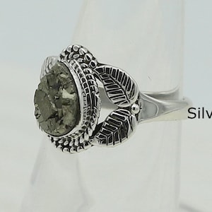 Pyrit Rohstein Ring: Birnchen Stein, Sterling Silber, Handgemacht