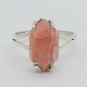 Handgemachte Rosa Rhodochrosit Ring: Sterling Silber Edelstein Schmuck