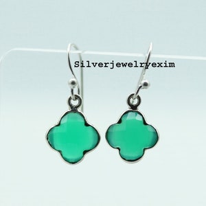 Green Onyx Earrings, Handmade Earrings, Onyx Silver Earrings, Gemstone Earrings, Drop Earrings, 925 Sterling Silver Earrings, Birthday Gift