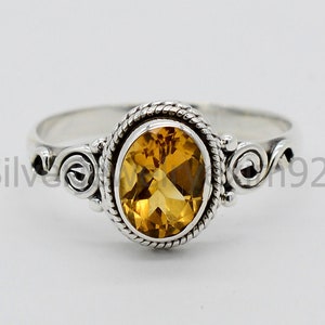 Oval Citrine Ring: Sterling Silver November Birthstone Engagement Ring
